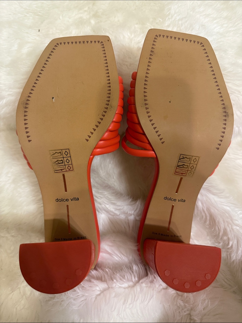 Dolce Vita Orange Tubular Strap Block Heel Slide Sandals Size 8 NWOT Brazil - Picture 5 of 7